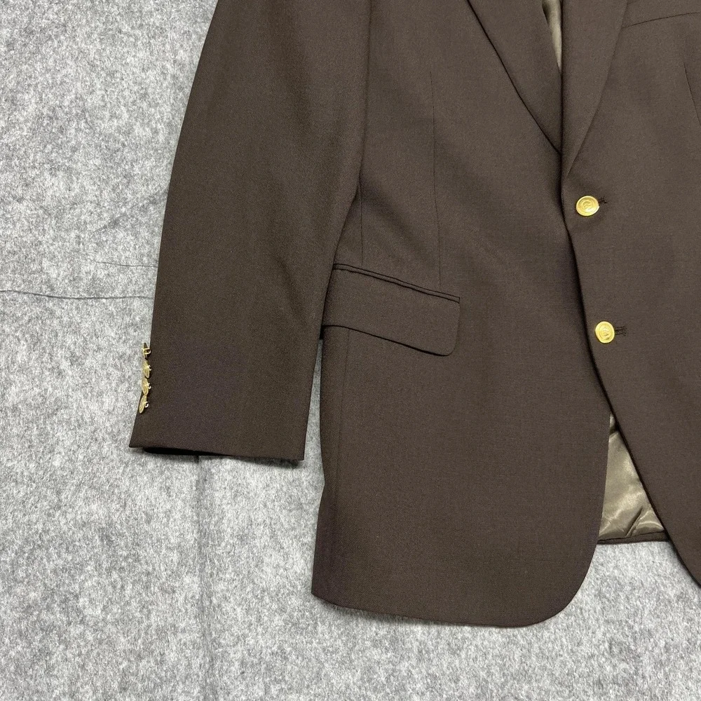 Wimbledon Of England Blazer Mens 40L Brown Wool Blend Gold Button Dillards READ